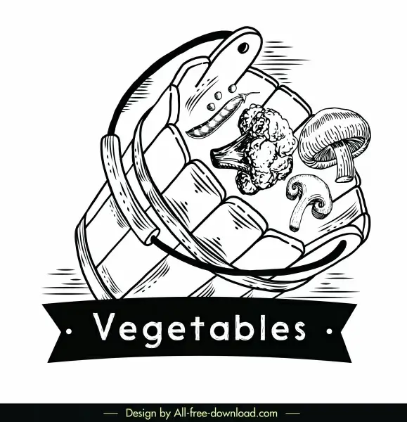 vegetables logotype motion design retro 3d sketch