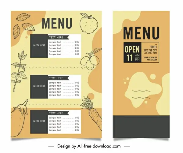 vegetables menu template retro flat design