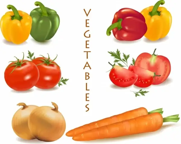 fresh vegetable banner colorful 3d icons decor