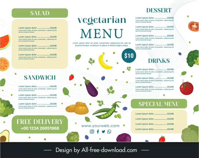 vegetarian menu template dynamic elegant design