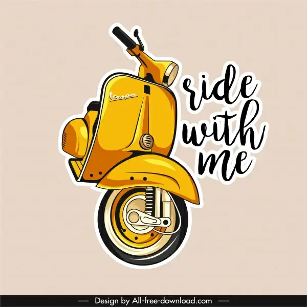 vespa motorbike advertising banner classical sketch