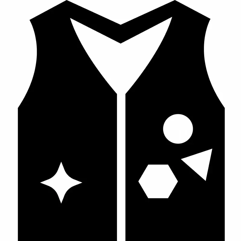 vest patches sign icon flat black white contrast geometric sketch
