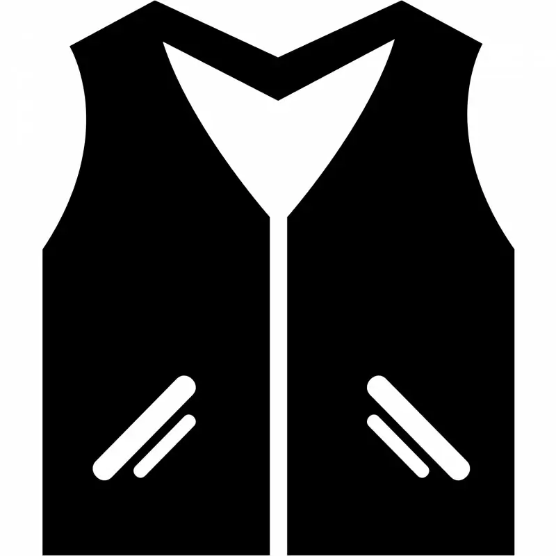 vest sign icon symmetric flat black white contrast outline