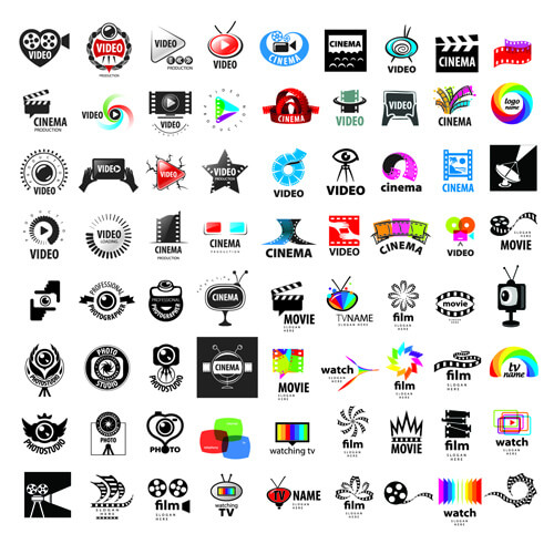 video with movie logos creative design vector