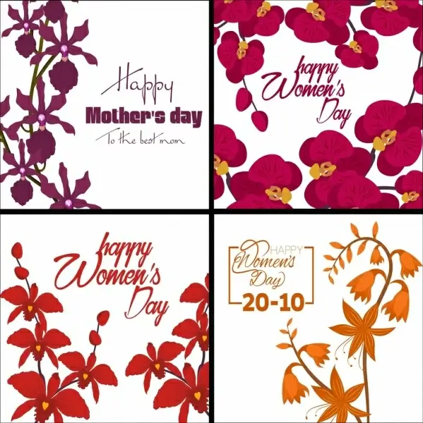vietnamese women day banners orchids decoration isolation