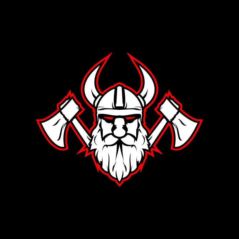 viking logo template flat retro symmetric warrior face weapon sketch 
