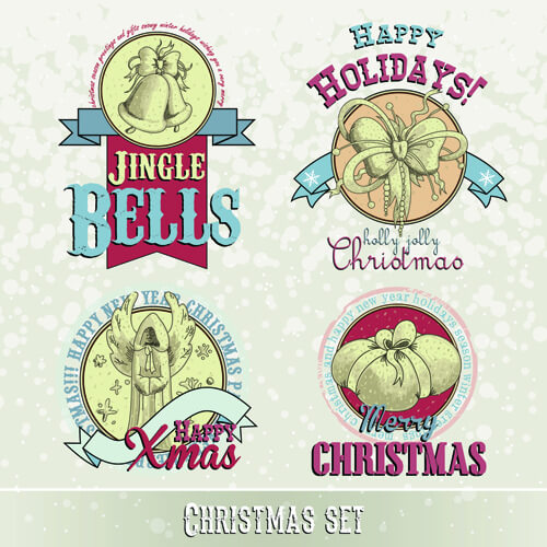 vintage15 christmas labels vector set