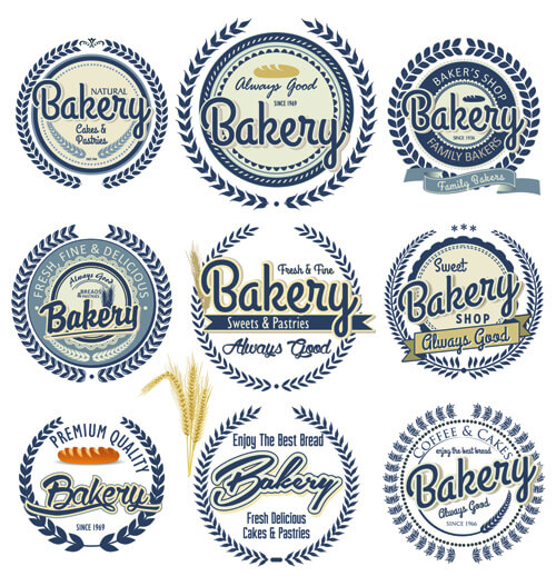 vintage bakery vector labels
