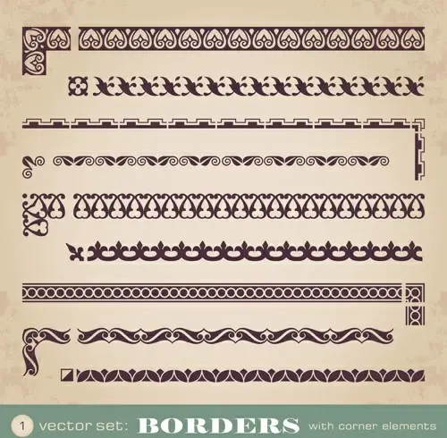 vintage borders with corner elements vectors