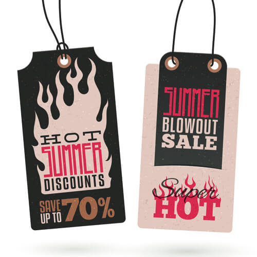 vintage cardboard summer discount sale tags vector