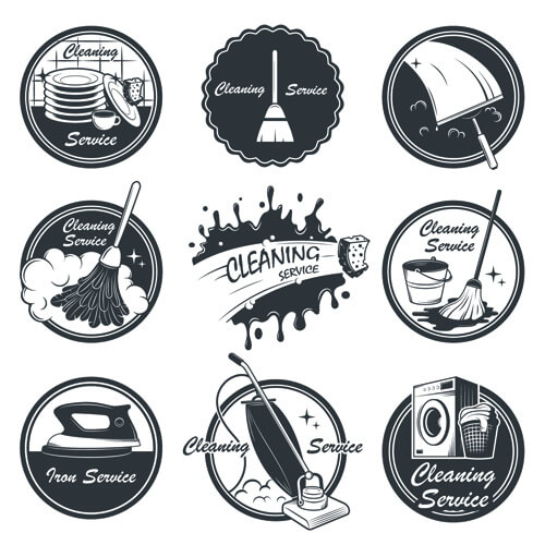 vintage cleaning service labels vector