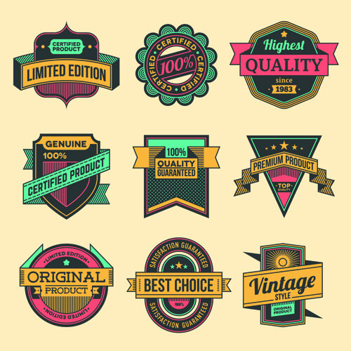 vintage colored label high quality vector