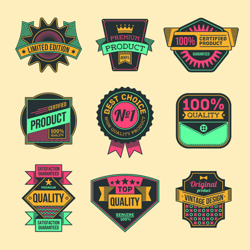 vintage colored label high quality vector 