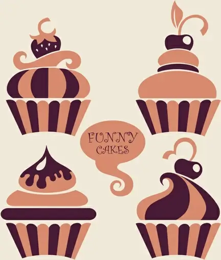 vintage cupcakes design vector