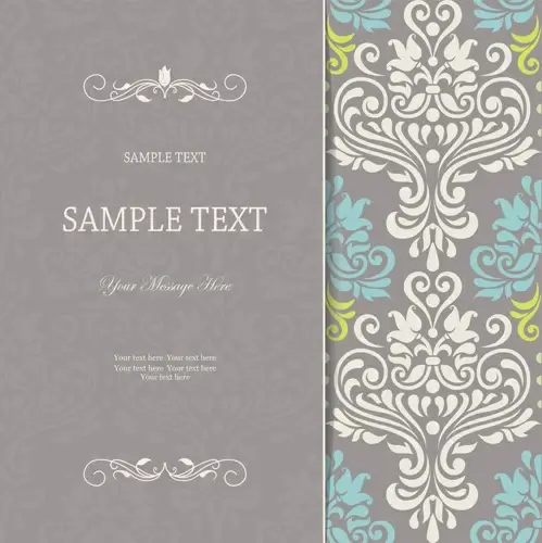 vintage decor pattern invitation cards vector