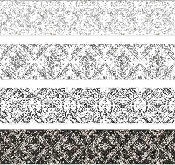 vintage decorative pattern and borders vector set