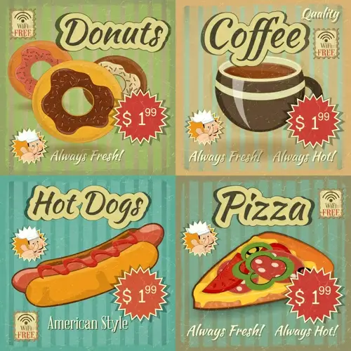 vintage fast food poster vector graphics 