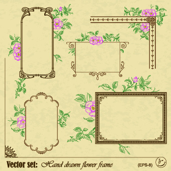 vintage flower frame and border vector