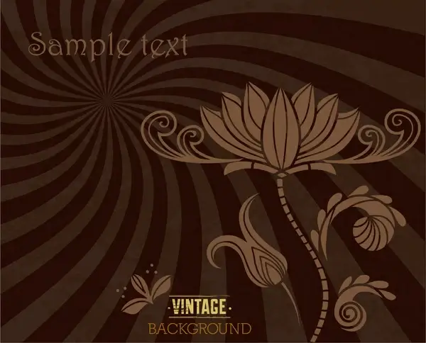 vintage flower spiral ray background