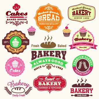 vintage food logo with labels vector