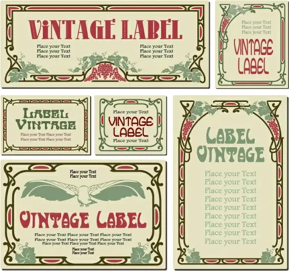 vintage frame colored labels vector