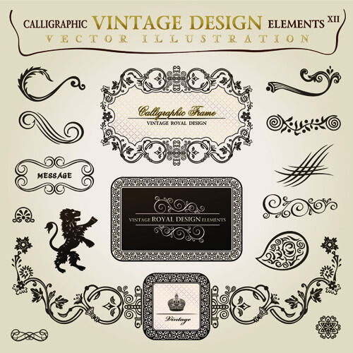 vintage frames with ornaments design elements vector
