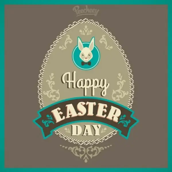 vintage happy easter day greeting card