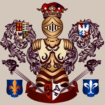 vintage heraldry design elements vector set