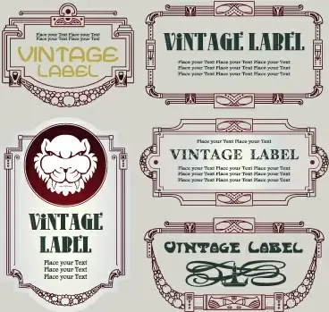 vintage label and border elements vector 