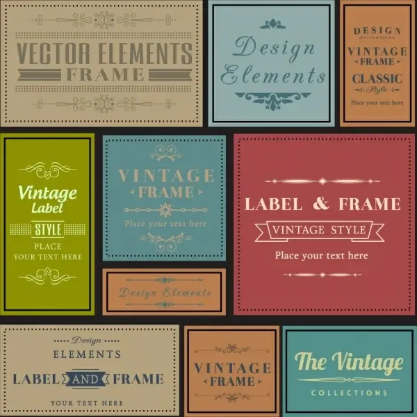 vintage label collection multicolored flat design