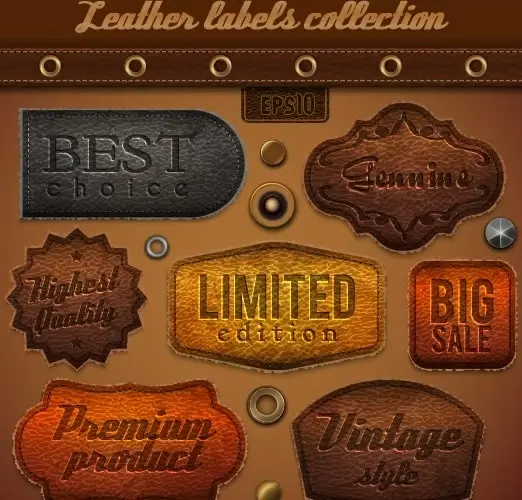 vintage leather labels set