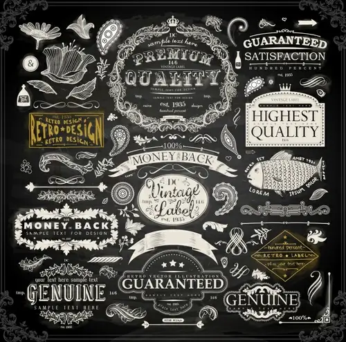 vintage ornaments covers for labels and frame vector