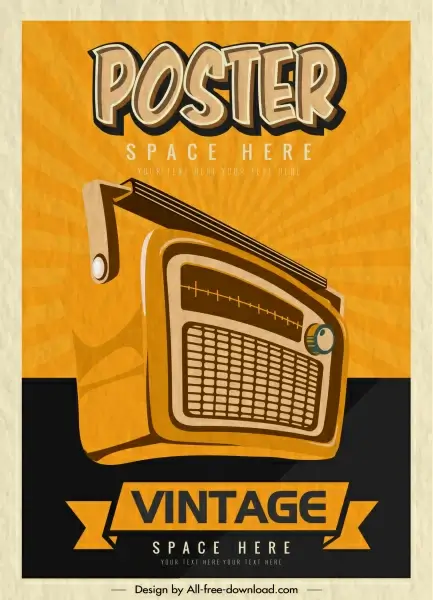 vintage poster template old classic radio sketch