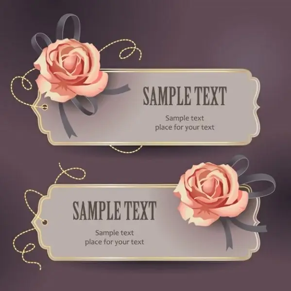vintage rose card text template vector 3
