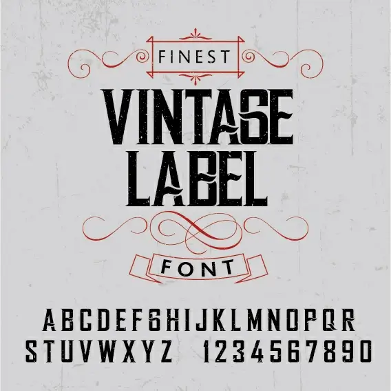 Vintage style alphabet and numbers vector Vectors graphic art designs ...