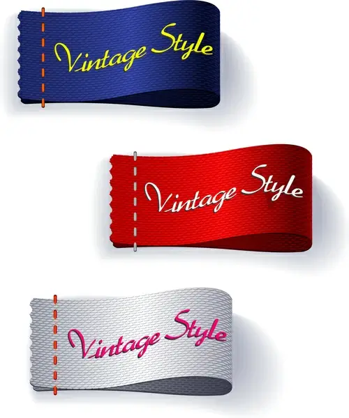 vintage style ribbons set illustration with multicolors