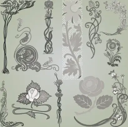 vintage symbols and decoration patterns vector set
