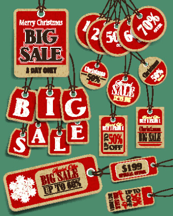 vintage tags big sale vector