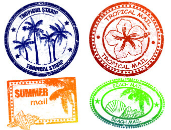vintage travel stamps elements vector