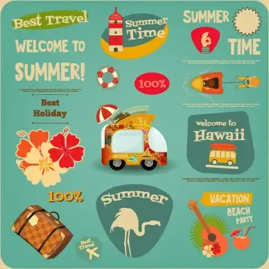 vintage travel sticker with logos vectors