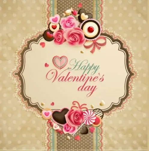 vintage valentine card heartshaped chocolate vector