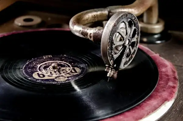 vinyl on vintage record player