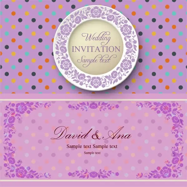 violet background wedding card
