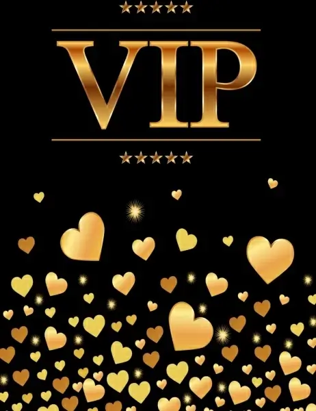 vip background golden hearts texts stars decor