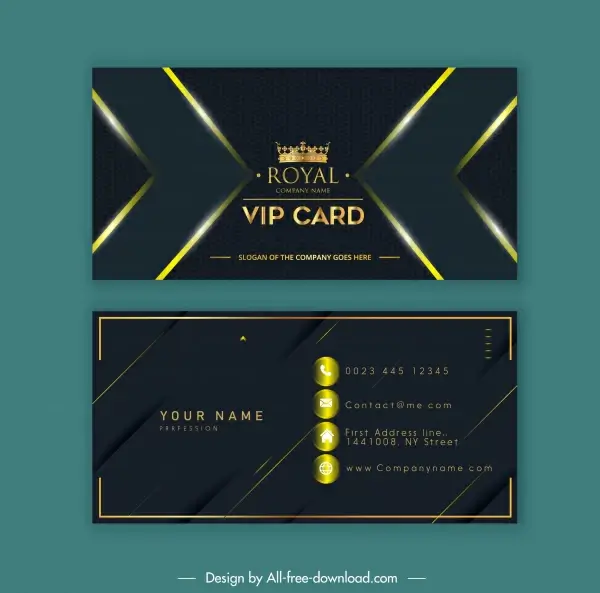 vip business card template luxury dark golden crown