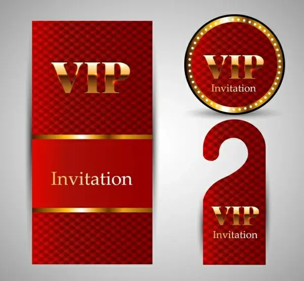 vip invitation card template sets shiny golden red