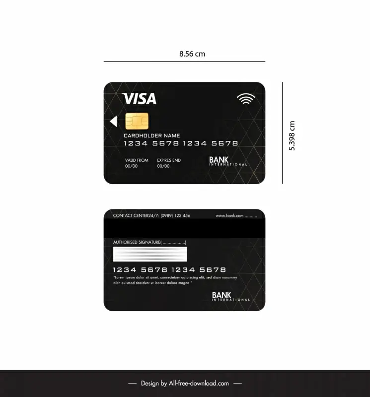 visa card design template elegant dark black