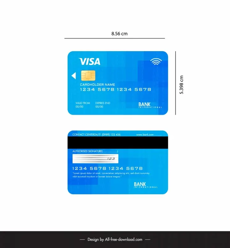 visa card design template elegant flat plain