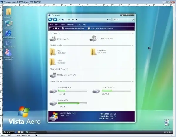 vista aero psd interface hierarchical file