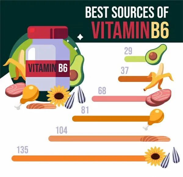 vitamin source infographic food chart sketch colorful flat